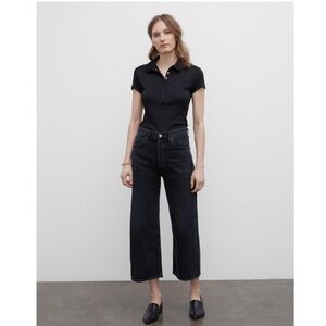 Citizens Of Humanity Sacha High Rise Wide Leg Crop Jeans Black Rigid Womens 28